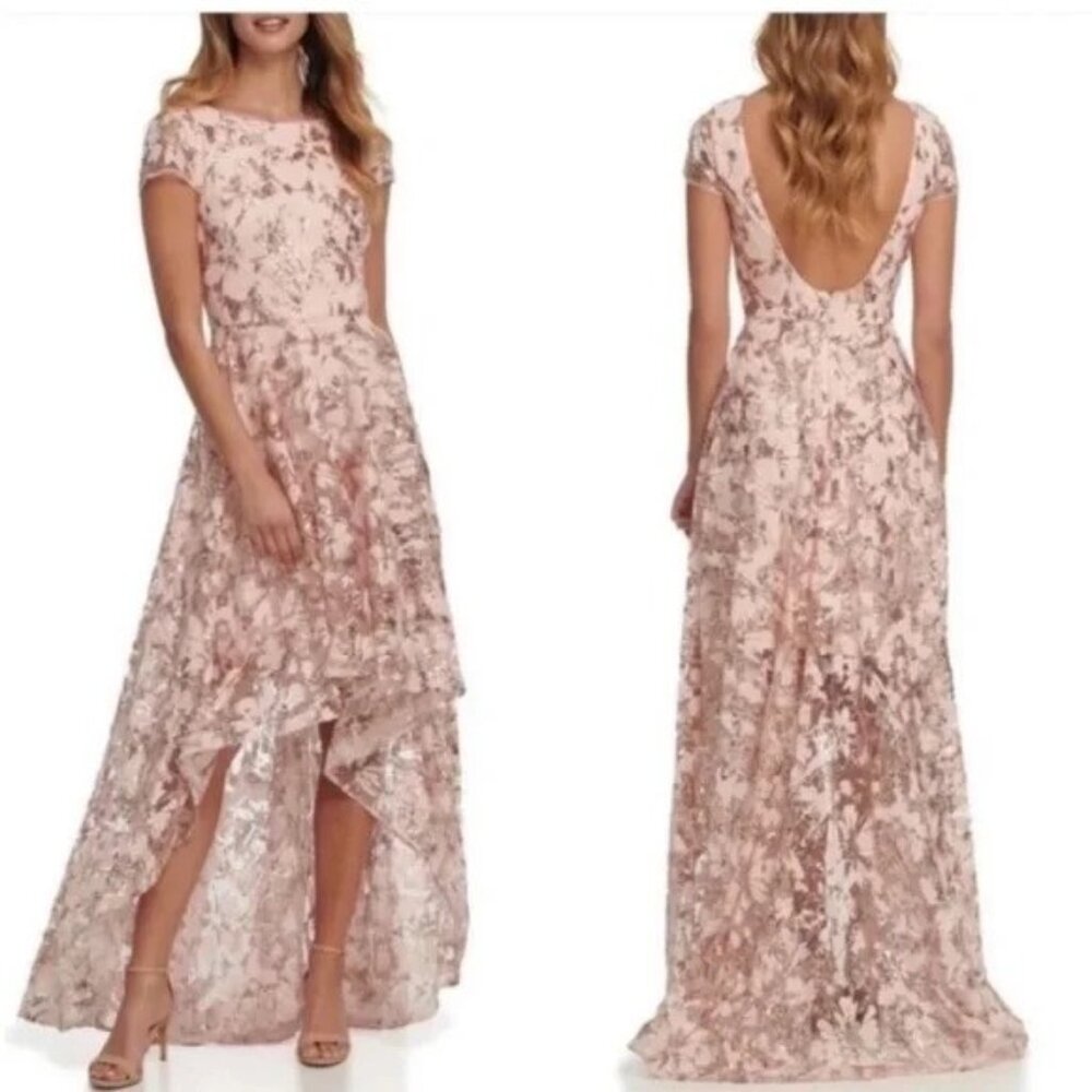 Eliza J. Sequin Peachy Pink Embroidered Sequin Gown 6 - Picture 13 of 13